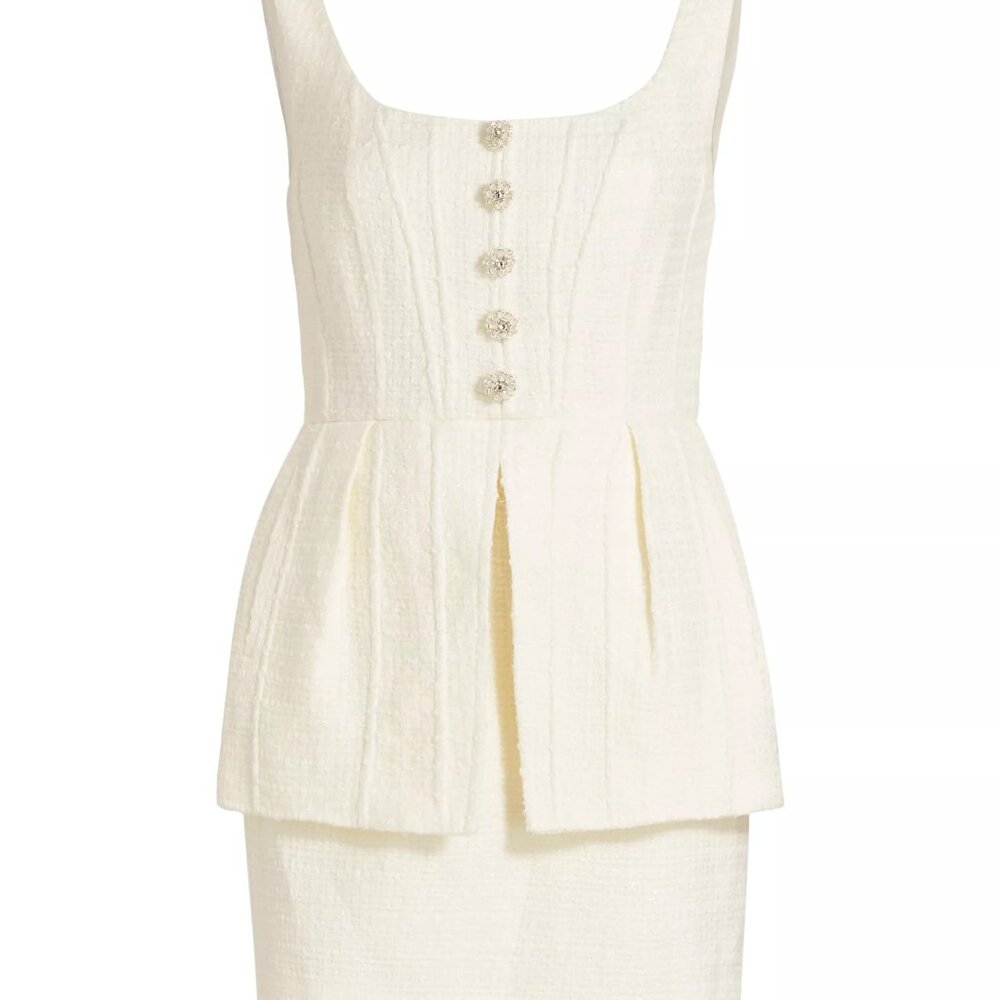 Bridal Shower! Self-Portrait White Peplum Mini Dress For Brides View 3